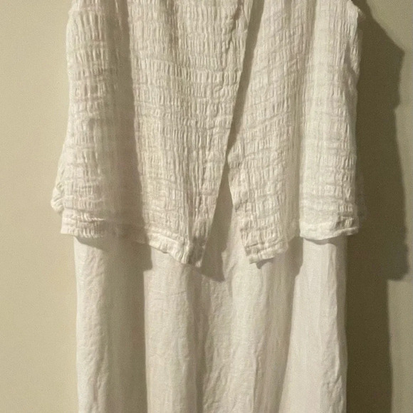 PURE JILL 100% Linen White Sleeveless Layered Sheath Dress Size Large - Picture 6 of 11